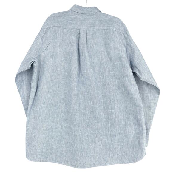 Daniel Cremieux Blue Button Down Long Sleeves Pocket Dress Shirt Linen Large - Picture 2 of 6